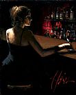 Fabian Perez Girl at Bar with Red Light-1 painting